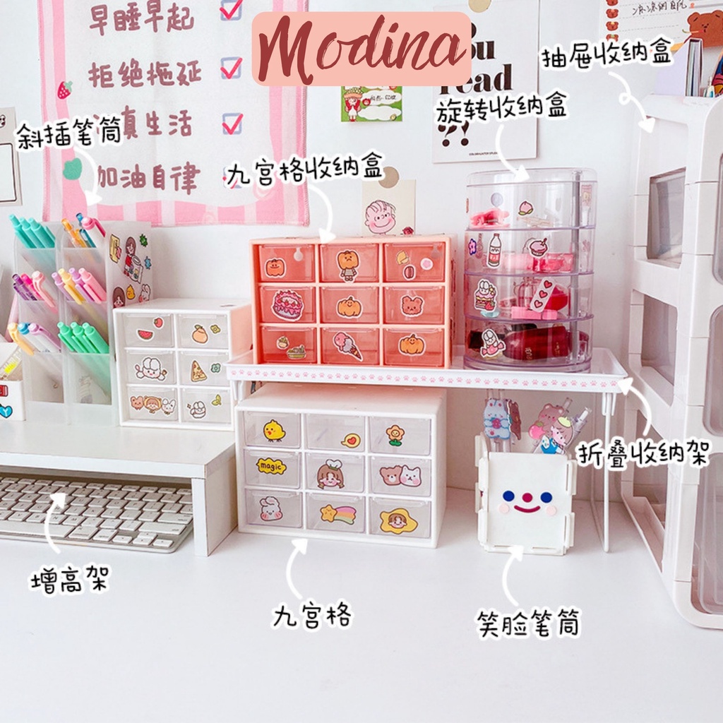 Kệ mini để bàn MODINA, kệ nhựa trang trí bàn học phong cách Hàn quốc