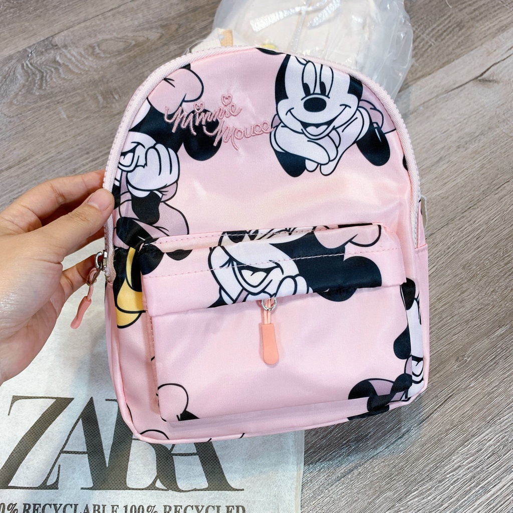 Ba lô Zara Chuột Mickey Màu Hồng Dày Dặn 20x25x10cm