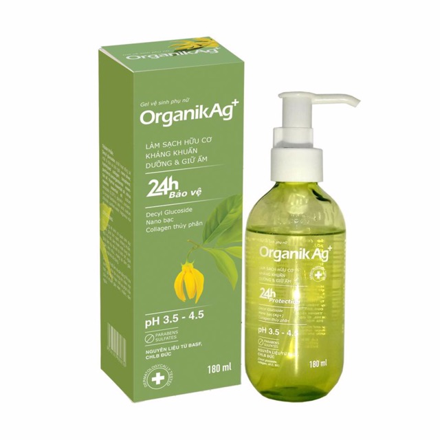 Gel Vệ Sinh Phụ Nữ OrganikAg+ Nguyên Liệu Nhập Khẩu Gemany Chai 180ml