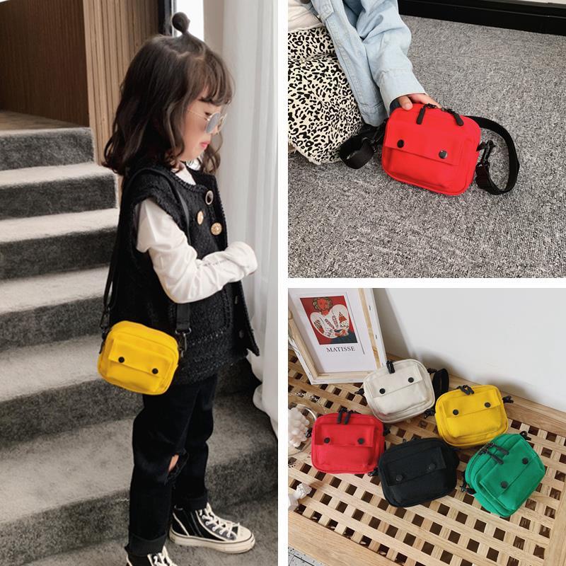 Túi Đeo Chéo Mini Vải Canvas Dễ Thương Phong Cách Hàn Quốc Cho Bé