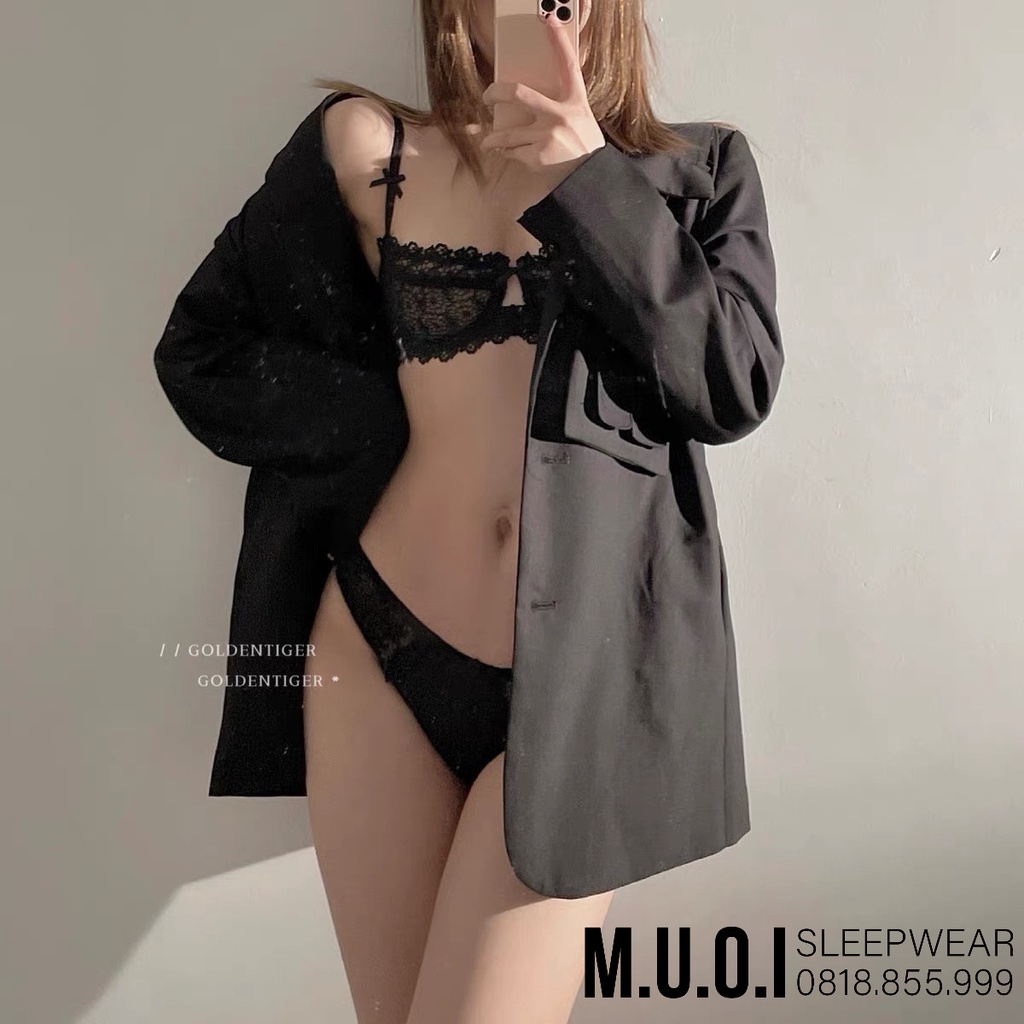 Bộ đồ lót, áo ngực ren sexy có gọng cup ngang tạo khe ngực gợi cảm cho nữ A01 MUỐI SLEEPWEAR - Hàng có sẵn( video)