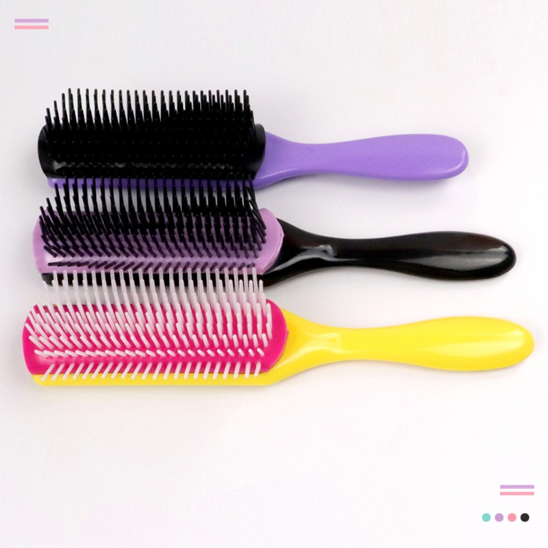 Lược Chải Tóc Gỡ Rối Massage Da Đầu 9 Hàng Tạo Kiểu Tóc Thẳng / Xoăn