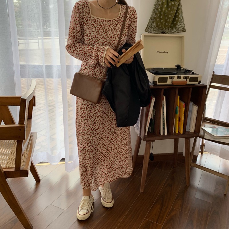 Váy Hoa Nhí vintage Đầm Voan Dáng Dài đẹp dễ thương dáng xòe có lớp lót Quảng Châu kozoda D18 | BigBuy360 - bigbuy360.vn