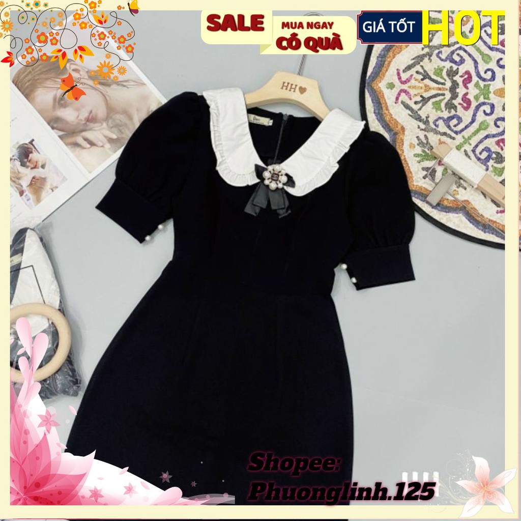 [Mã WASTXINH giảm 10% tối đa 15K đơn 99K] BÁN SỈ VÁY ĐEN CỔ BÈO TRẮNG TAG NƠ | BigBuy360 - bigbuy360.vn