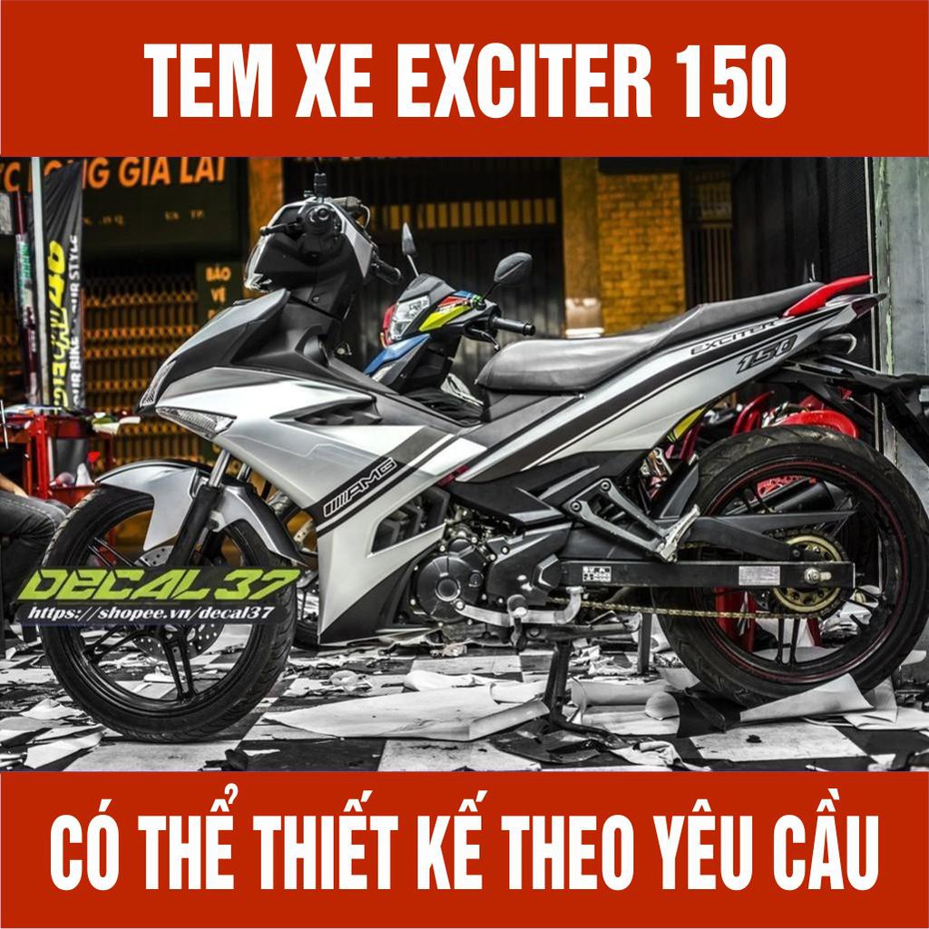   Tem Trùm Exciter 150 Sọc Đen - Làm theo yêu cầu khách hàng - Nhận thiết kế theo yêu cầu khách hàng