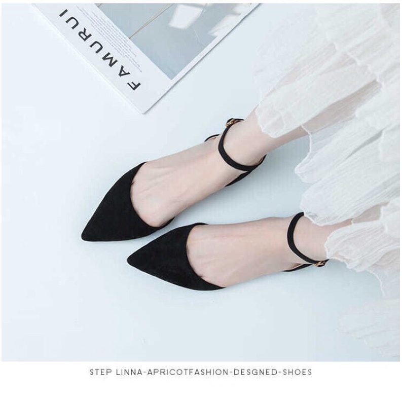 Giày sabo gót thấp mũi nhọn dây hậu quai ngang bản nhỏ - SB22 - Oula Store