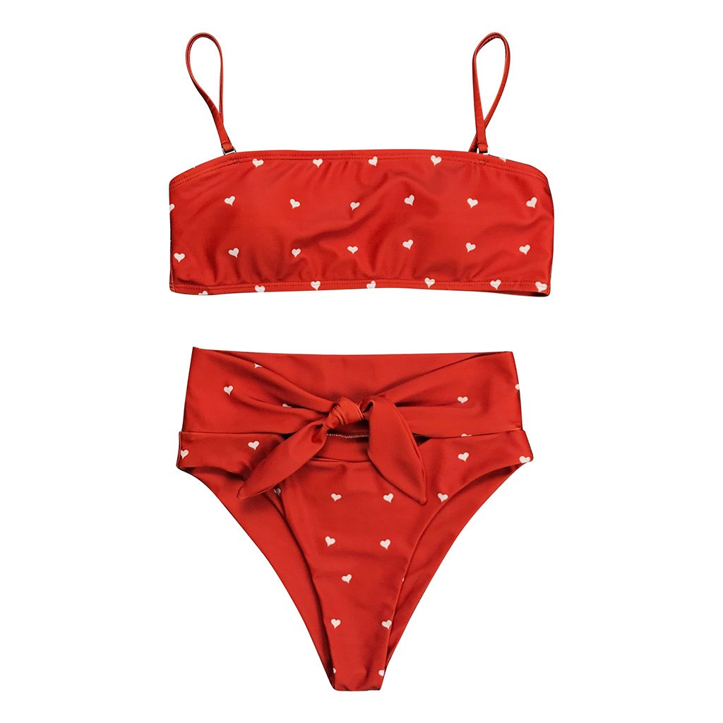 ❦woharyday❦Sexy Women Love Printed Bow Knot Bikini Push-Up Padded Swimwear Swimsuit Set | BigBuy360 - bigbuy360.vn