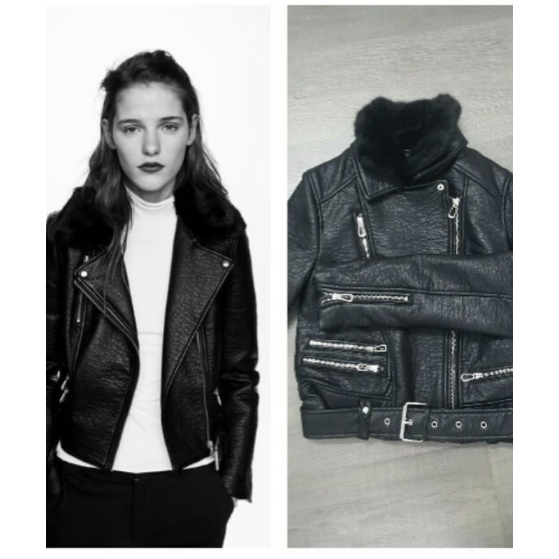 Áo khoác da trần bông ZR/Xs/Cổ lông siêu phẩm