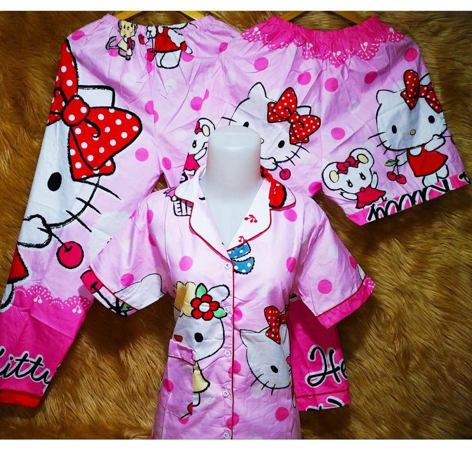 Bộ Đồ Ngủ Pijama 3 Trong 1 Họa Tiết Hello Kitty Dễ Thương