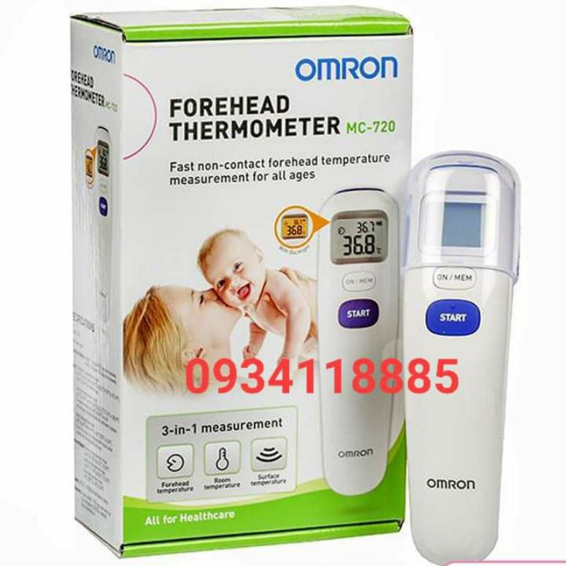 Nhiệt kế đo trán hồng ngoại Omron MC-720 ( cao cấp chính hãng )