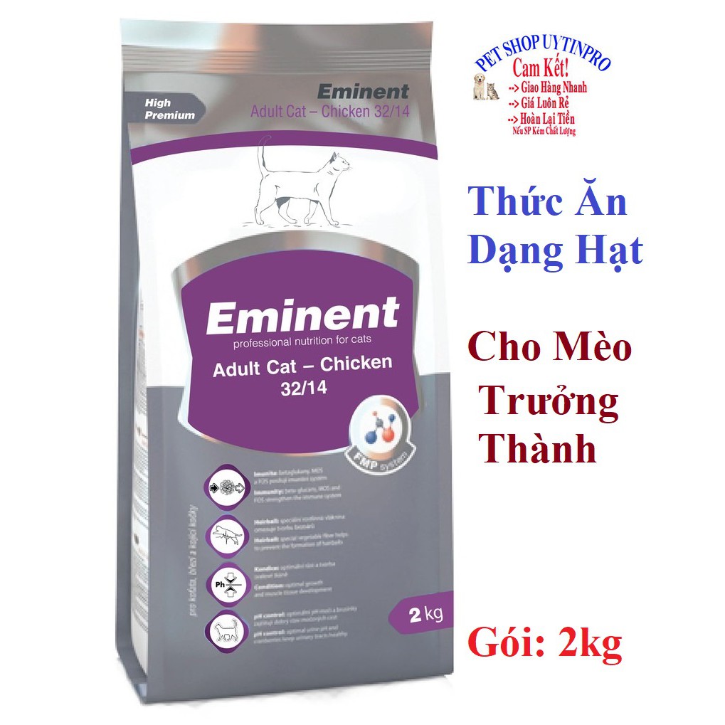 THỨC ĂN HOÀN CHỈNH CHO MÈO TRƯỞNG THÀNH Eminent Adult Cat - Chicken Dạng hạt Gói 2kg Nhập khẩu từ cộng hòa Séc