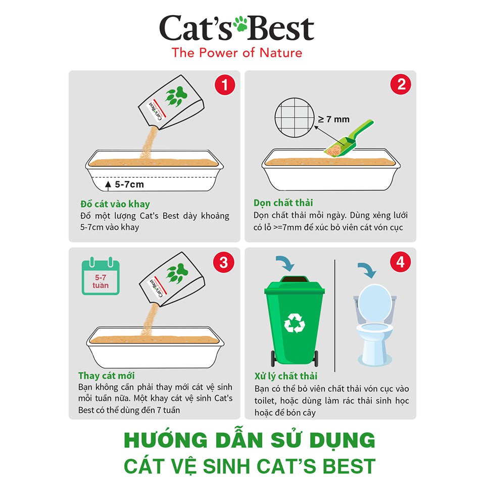 Cát vệ sinh mèo Cat's Best Original làm từ gỗ tự nhiên 5L