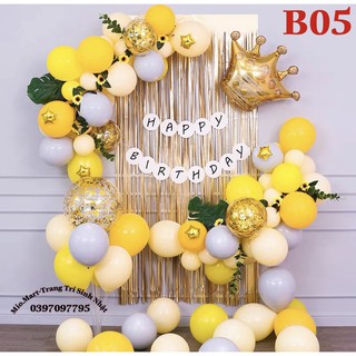 Set Trang Trí Sinh Nhật Cho Bé Đầy Đủ Phụ Kiện Như Hình, Tặng Thêm Bơm Bóng,Băng Keo,Số Tuổi Và Bóng Bay Được Chọn Màu