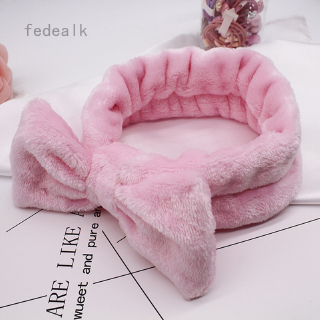 Băng Đô Rửa Mặt/Trang Điểm Bằng Vải Lông Cừu San Hô Mềm Mại Co Giãn Có Nơ Cho Nữ