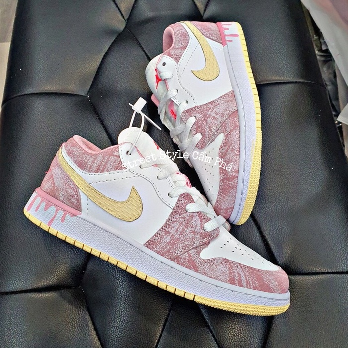 Giày air Jordan 1 Cổ Thấp, Giày JD1 Hồng Vảy Sơn Cực Hot Cao cấp Cực Đẹp Tặng Kèm Tất