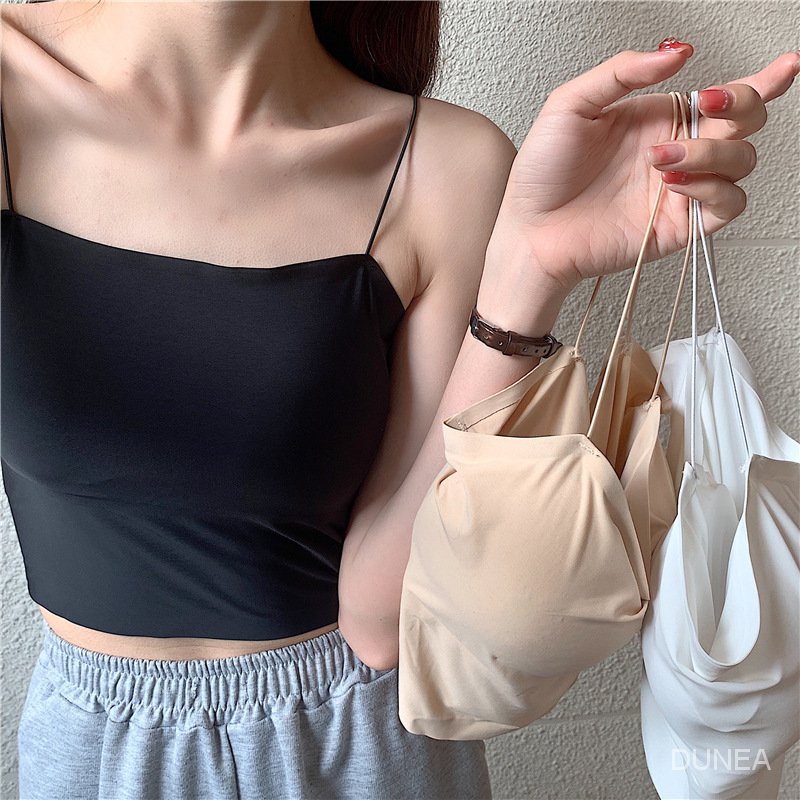 DUNEA Áo Hai Dây Không Đường May Có Mút Đệm Ngực Thiết Kế Mới Thời Trang Dành Cho Nữ