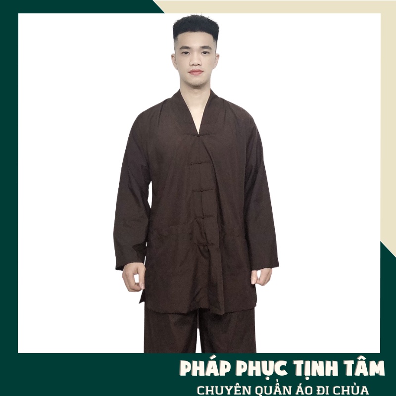 Đồ Lam Bộ Đi Chùa Nam La Hán Dài Tay Cao Cấp Lịch Sự Chất Vải Dày Dặn Mềm Mịn Mặc Rất Mát Và Thoải Mái