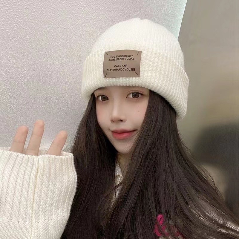 Nón Bucket Dệt Kim Màu Trắng Thiết Kế Mới Năng Động Thời Trang