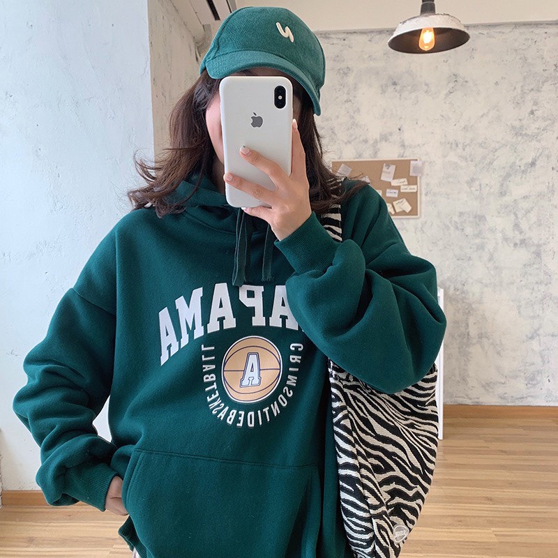 Áo Hoodie Form Rộng Unisex Tay Bồng Nam Nữ IN chữ ALABAMA màu xanh lá, Áo khoác Sweater Chất Nỉ Dày dặn ulzzang