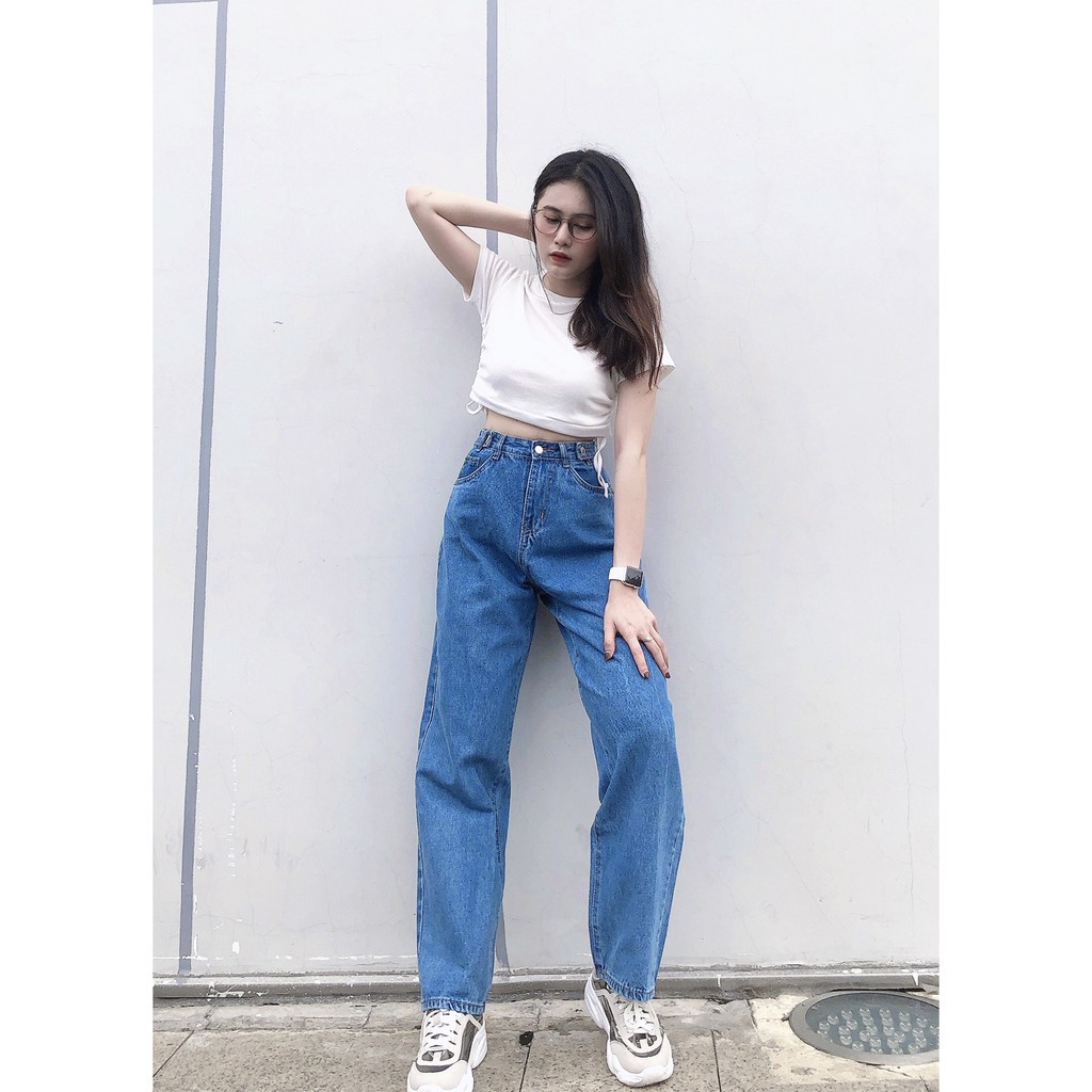 HÀNG NHẬP KHẨU -  Quần ống rộng nữ, quần bò nữ cao cấp TiQi Jeans B2-142, ống suông, phù hợp đi học, đi làm, đi cafe - H