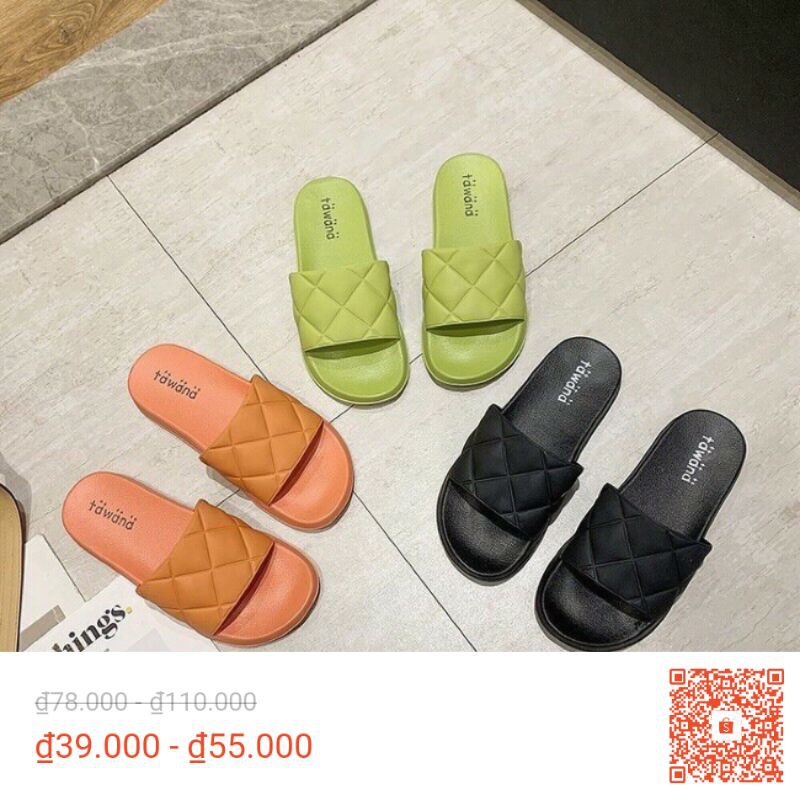 Dép nữ quai kẻ lưới cài đế tata đế đúc êm nhẹ