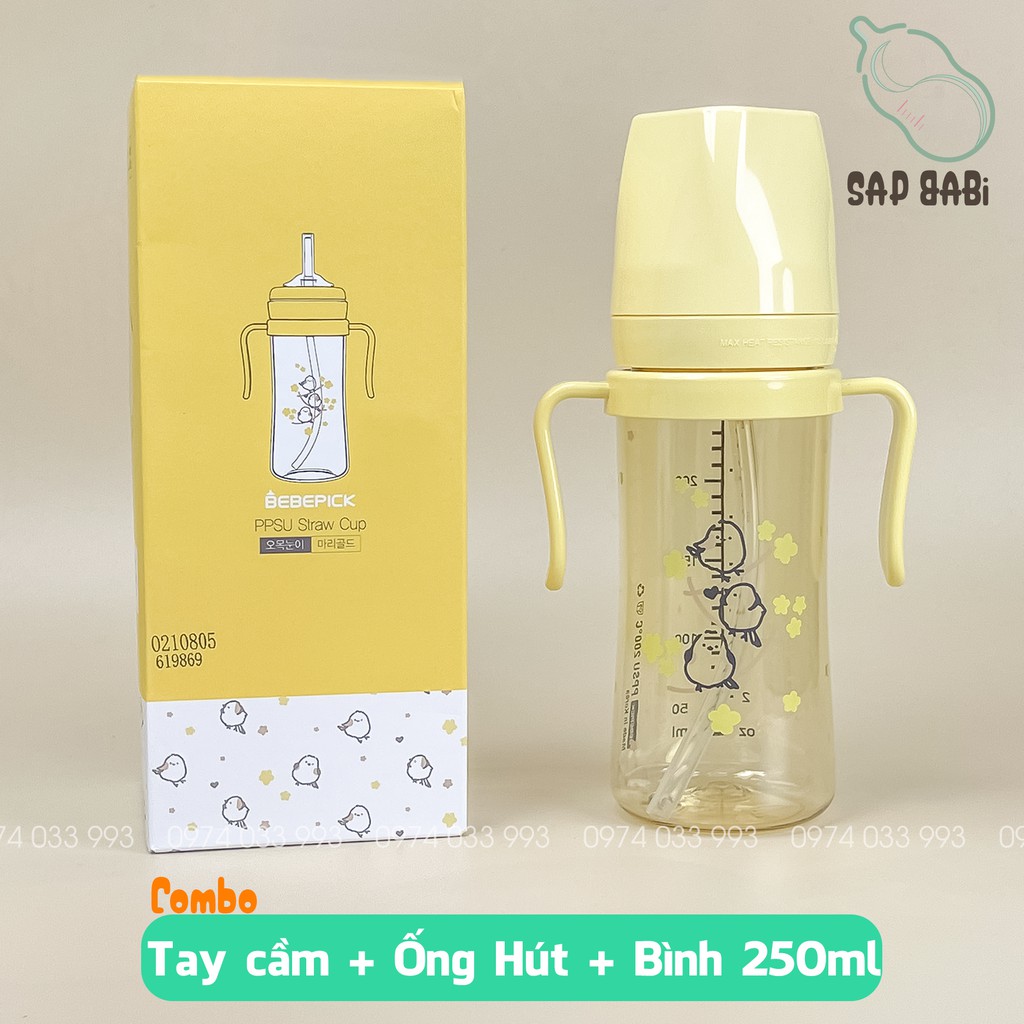Bình sữa Bebepick Chim Vàng, Mẫu Mới 2021 nội địa Hàn Quốc, size 150ml/250ml PPSU cao cấp