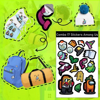 Combo 17 Sticker Among Us CustomMe ép lên áo quần, balo, khẩu trang, túi xách…