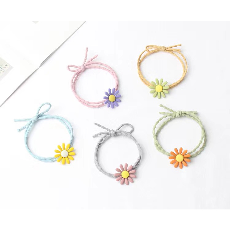 Dây Cột Tóc Cao Su Co Giãn Đính Hoa Cúc Nhỏ Xinh