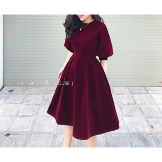 Váy nhung đỏ thiết kế