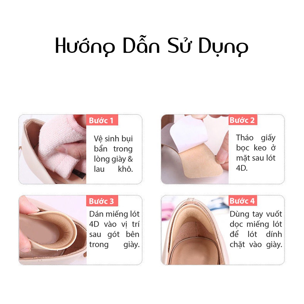 Cặp Lót Gót Giày Siêu Mềm Mịn Naly Bảo Vệ Gót Sau, Chống Trầy Chân, Lót giày cao gót