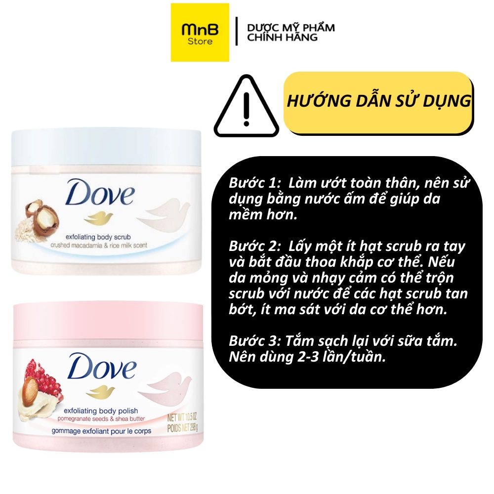 Tẩy tế bào chết Dove Lựu Bơ và Mắc Ca Sữa 225ml