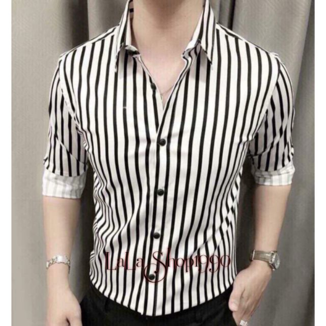 ÁO SƠ MI NAM KẺ SỌC CHẤT LỤA TRƠN CAO CẤP - LALASHOP1990