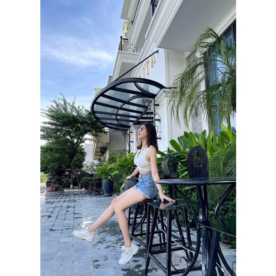 Quần short jean trơn sắn gấu Thái lan ảnh thật