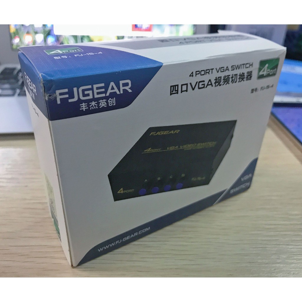 Bộ gộp VGA 4 vào 1 ra (4 Port VGA Video Switch) FJGEAR - Gộp 4 máy tính vào 1 màn hình TV, máy chiếu