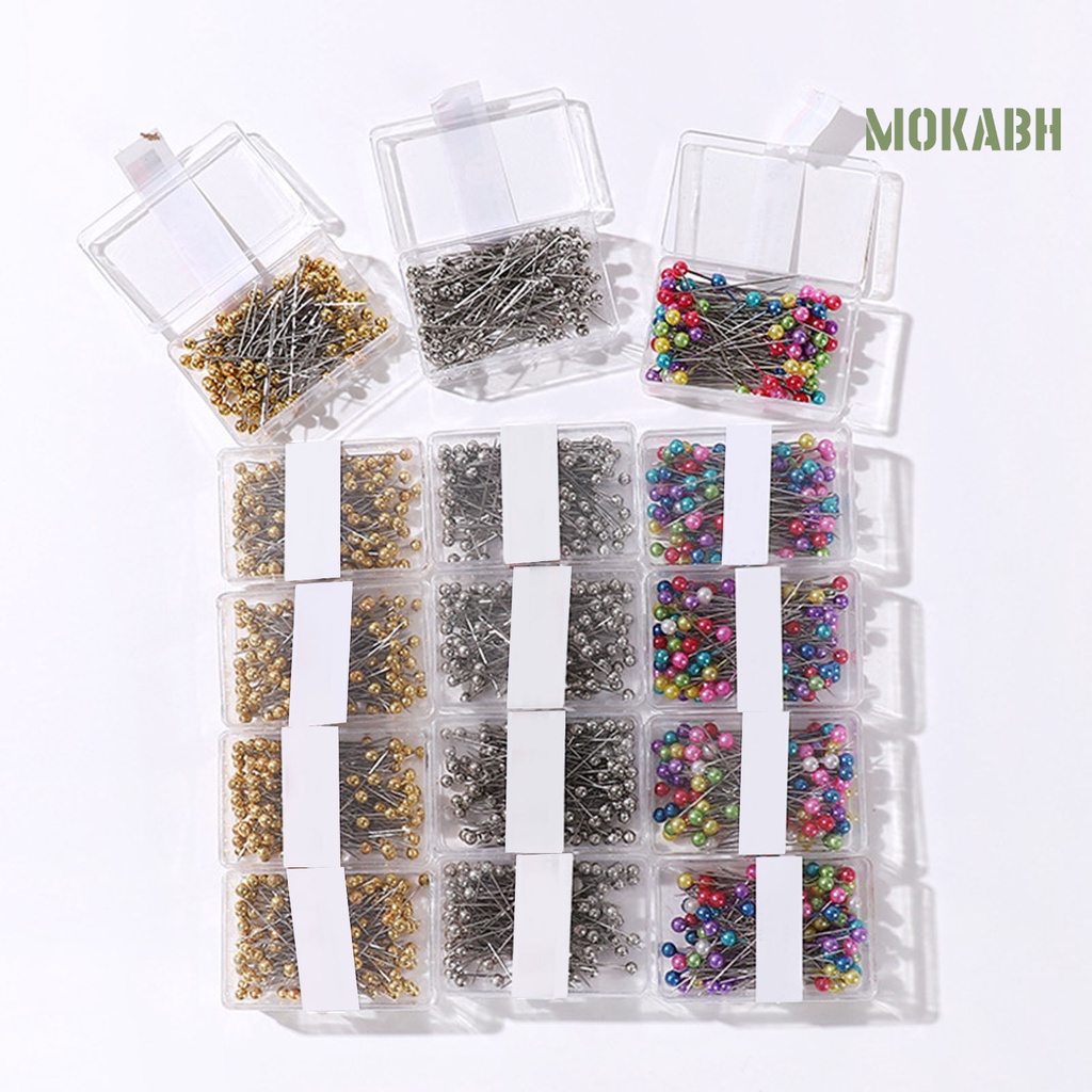 Hộp 100 Ghim Kim Khâu Hình Tròn Nhiều Màu Sắc Kèm Hộp Đựng Tiện Lợi