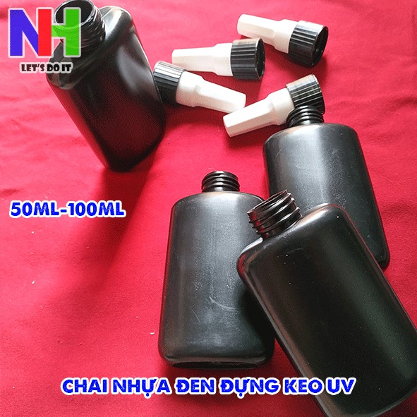 Chai nhựa màu đen dung tích 100ml [Chuyên dùng đựng keo UV]