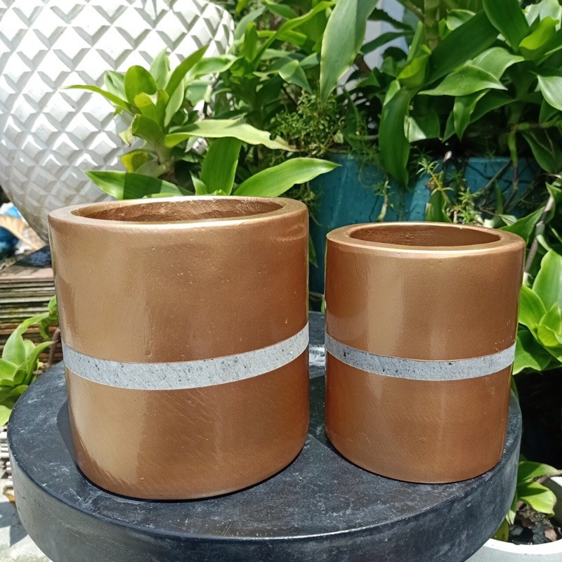 Chậu trụ xi măng sơn size để bàn