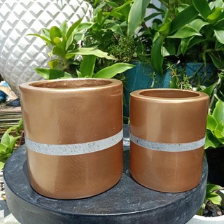 Chậu trụ xi măng sơn size để bàn