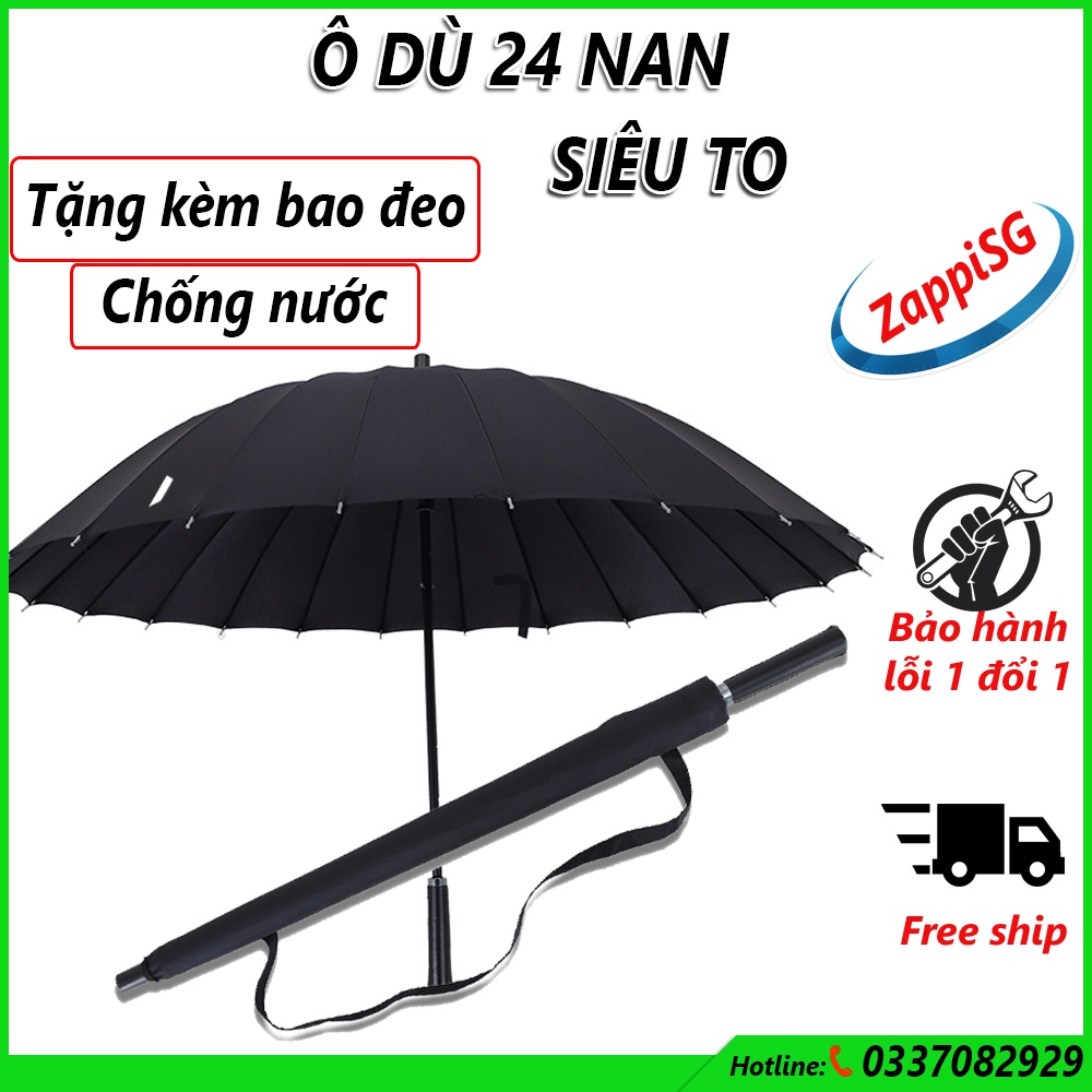 Ô siêu to - Ô dù đi mưa 24 nan - Cứng cáp vải dày dặn - Chống nước bền đẹp có quai đeo tiện lợi bảo hành 1 đổi 1