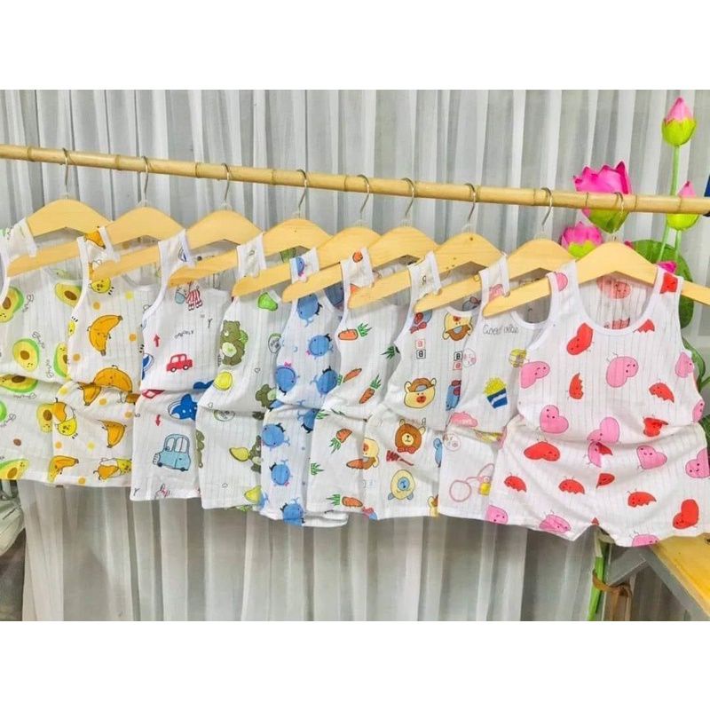 Sét 5 bộ 3 lỗ cotton giấy cho bé trai bé gái 6-13kg