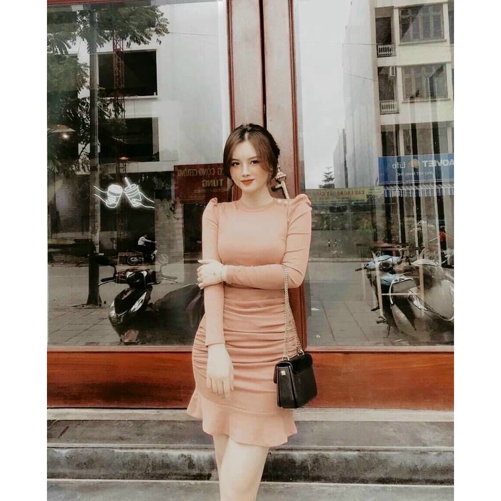 Đầm Body Tay Dài Nhún Sườn Đuôi Cá Chất Thun Borip Thích Hợp Mặc Đi Tiệc Đi Làm Đi Chơi - Đ0083 | bear.story
