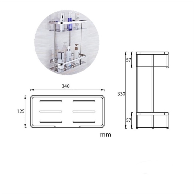 KỆ THẲNG 2 TẦNG INOX 304 DÀNH CHO PHÒNG TẮM, BẾP