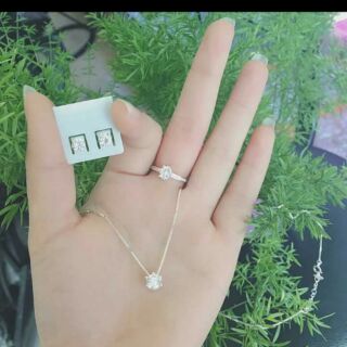 Bộ trang sức bạc ý gông phây chuyền nhẫn bông tai