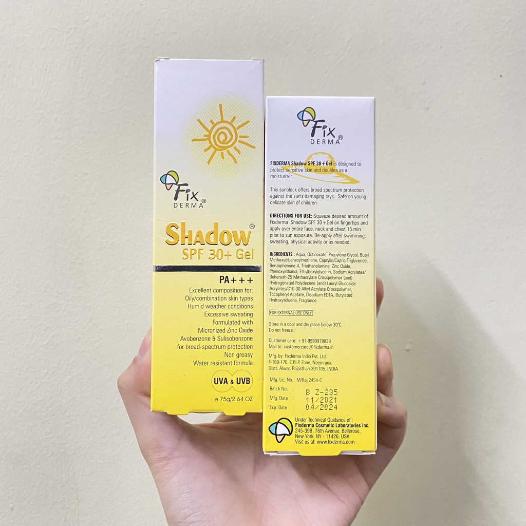 Kem chống nắng Fixderma shadow SPF 50+ và SPF 30+