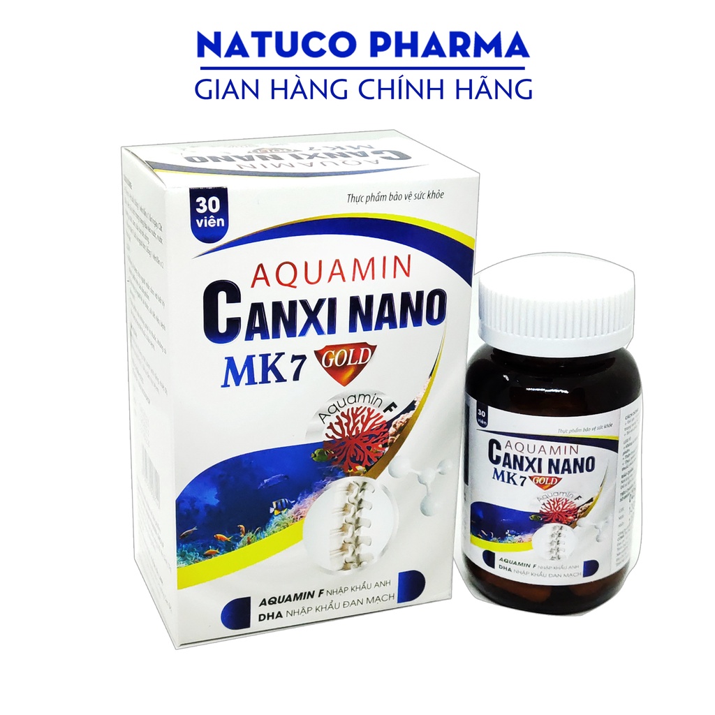 Viên uống canxi Aquamin Canxi nano Mk7 Gold - Bổ sung canxi từ tảo biển đỏ dùng cho trẻ từ 1 tuổi và người lớn - Hộp 30v