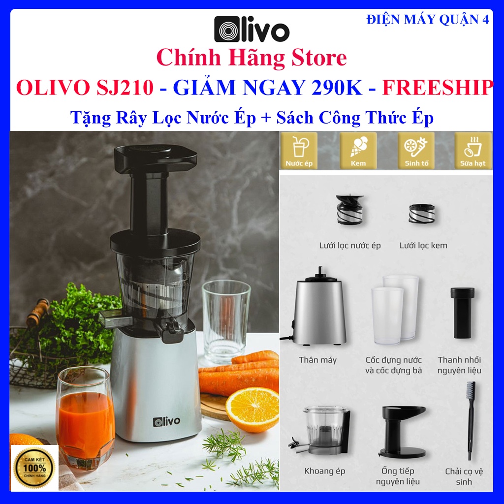 Máy Ép Chậm OLIVO SJ210,Thương Hiệu Mỹ, Bảo hành chính hãng 24 tháng.