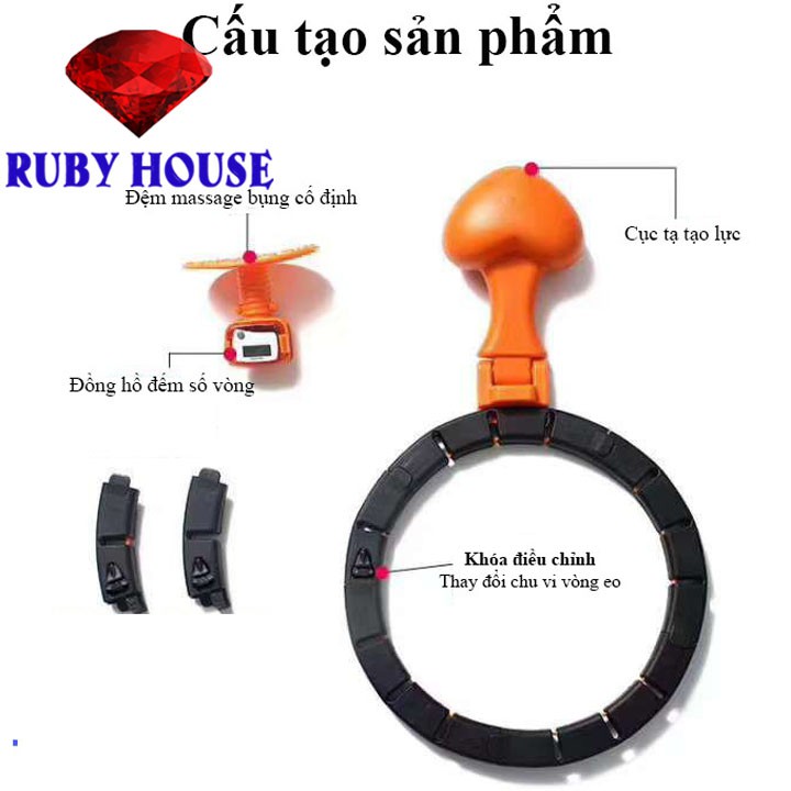 Vòng lắc eo Hula CHÍNH HÃNG thông minh hiệu quả gấp 3 lần, có đồng hồ đo,vòng đánh mỡ bụng HOT nhất 2020-Ruby House