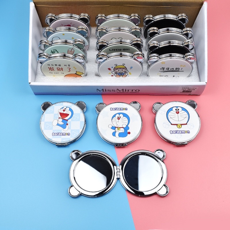 Gương mi ni cầm tay,gương trang điểm hai mặt nhũ chảy siêu xinh