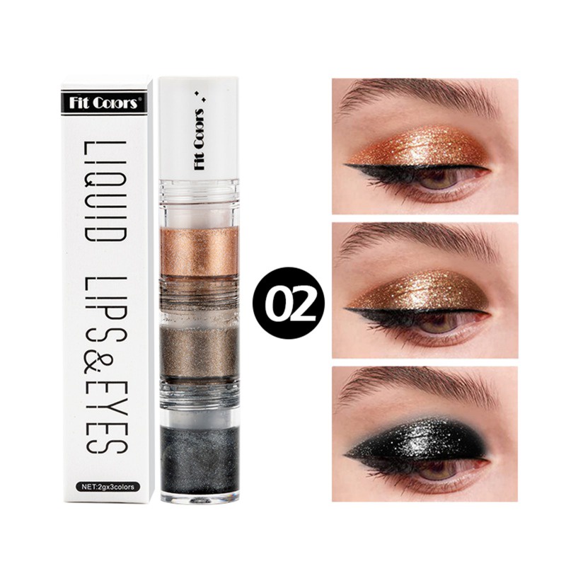Set 3 Phấn Mắt Dạng Lỏng Ánh Kim Tuyến Lấp Lánh Không Thấm Nước Lâu Trôi