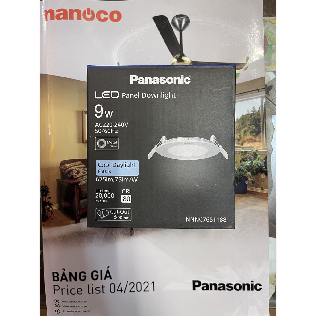 Đèn Led Âm Trần Panasonic Siêu Mỏng Vỏ Kim Loại 9w